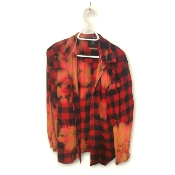 Windriver Reverse Tie Dyed Plaid Button-Up Long Sleeve Shirt, Size XXL - Picture 3 of 3